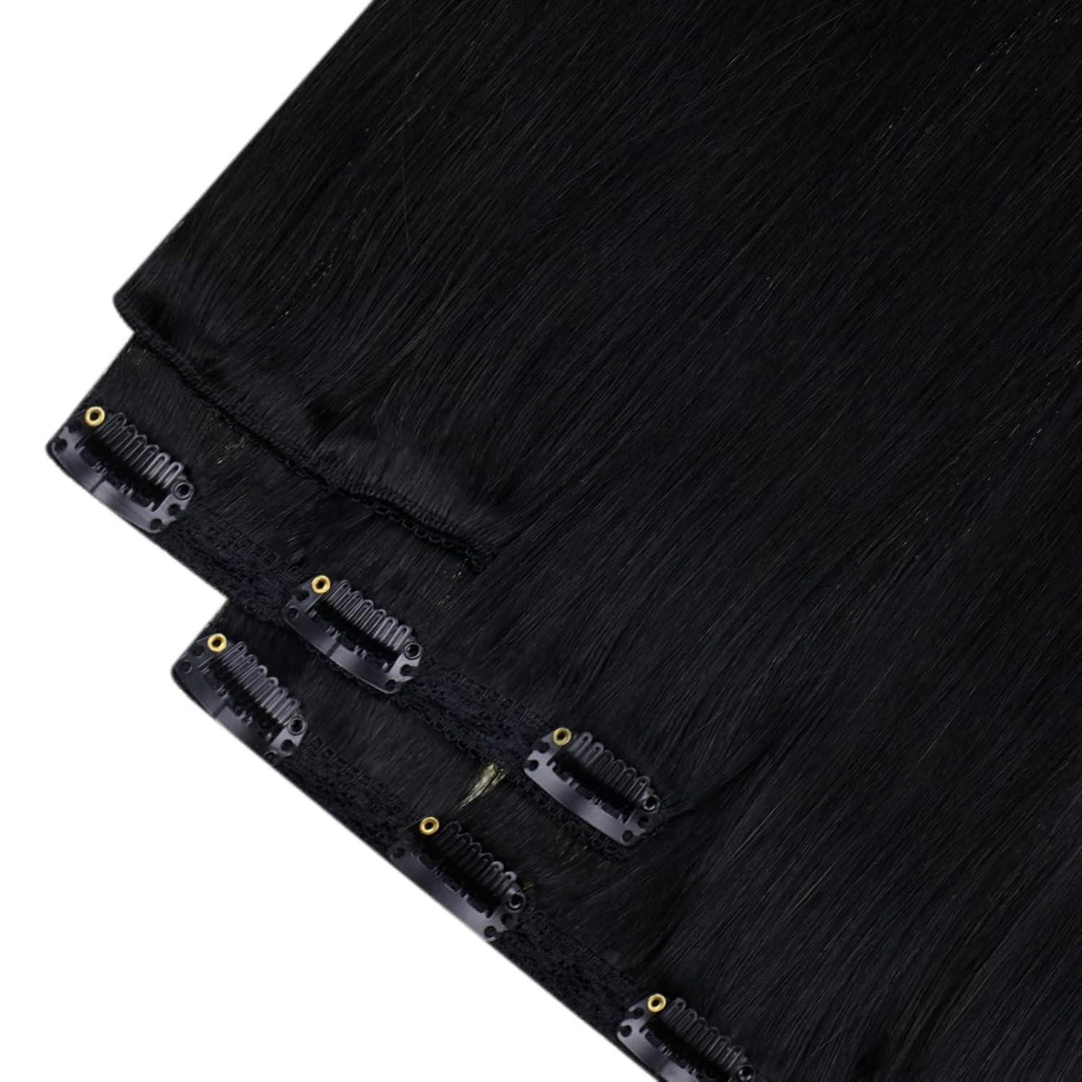 Clip-in Echthaar Extensions Schwarz 45cm – Volumenspendend & Stylingfähig
