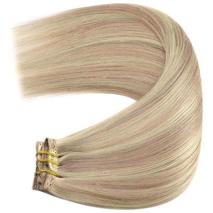 Echthaar Haarverlängerung 55cm – #18/613 – 150g Clip-In