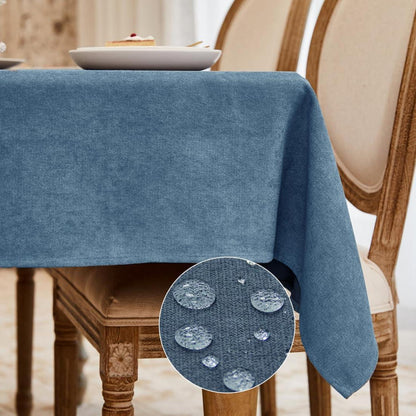 Abwaschbare Tischdecke Blau 140x240 cm Flaumoptik Rechteckig