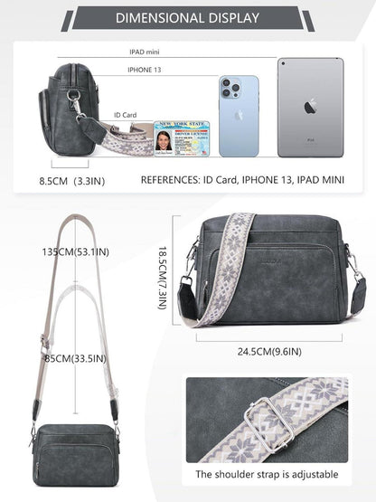 MUIIKOLA Umhängetasche Damen PU Leder Crossbody RFID Schwarz