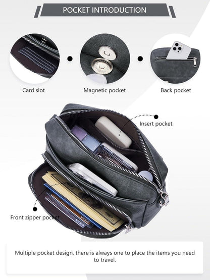 Umhängetasche Damen Crossbody RFID Damen Klein PU Leder Schwarz
