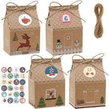 24 Stück Kraftpapier Weihnachtskalender Geschenkschachtel