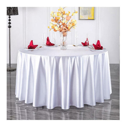Runde Satin Tischdecke Weiß 320 cm – Elegant & Glänzend