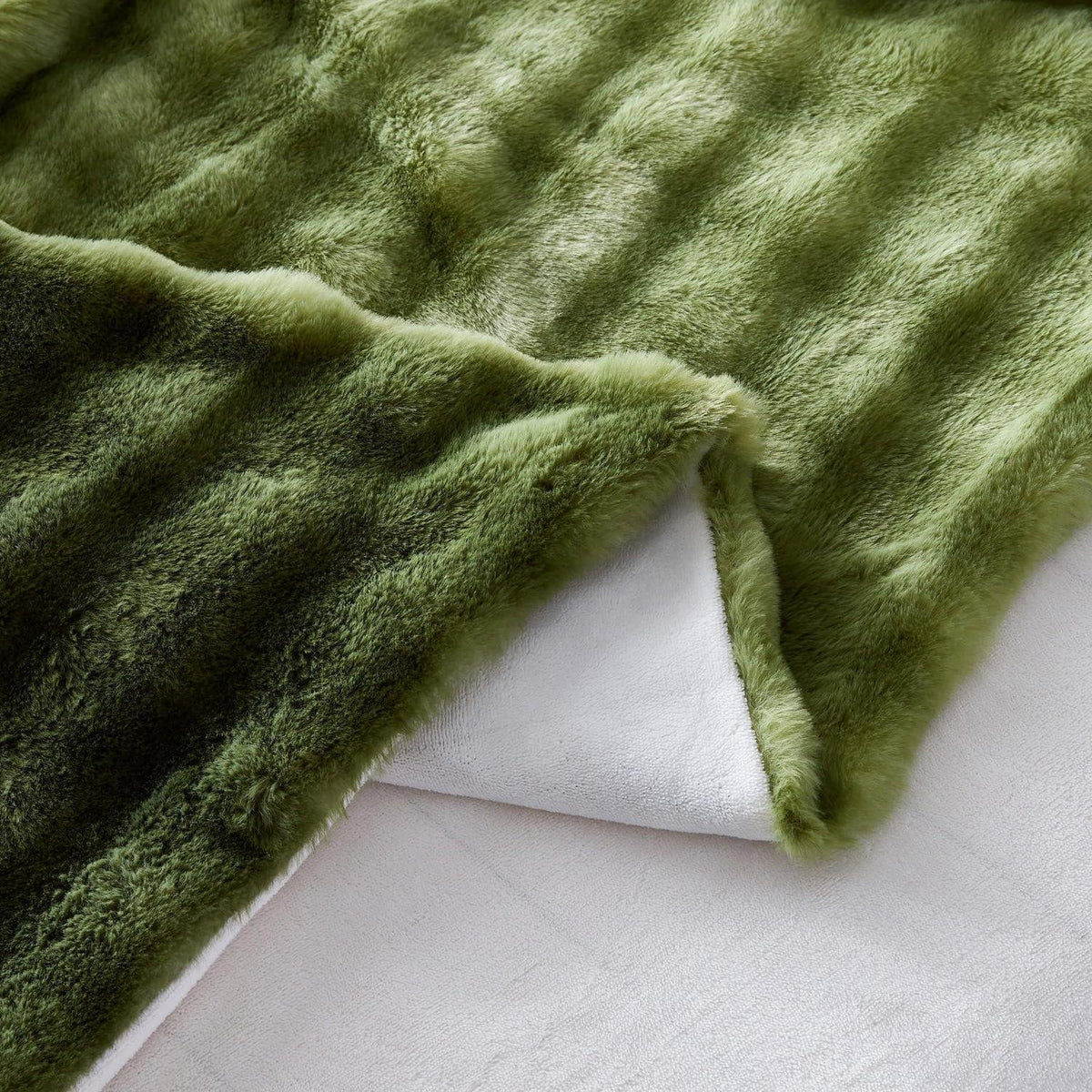 Langhaar Plüsch Bettwäsche Set 200x220 Grün, Superweich & Warm