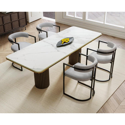 Samt Esszimmerstühle 2er Set – Modern & Bequem (Grau)