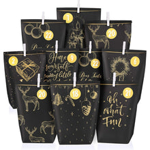 Adventskalender-Tüten Schwarzgold Weihnachtsmotiv DIY Set