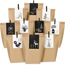 Adventskalender Tüten mit Visitenkarten - Kraftpapier
