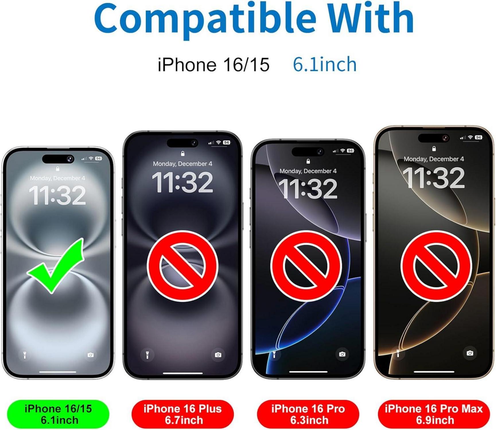 Mothca Matt Schutzfolie für iPhone 16/15 6,1 Zoll