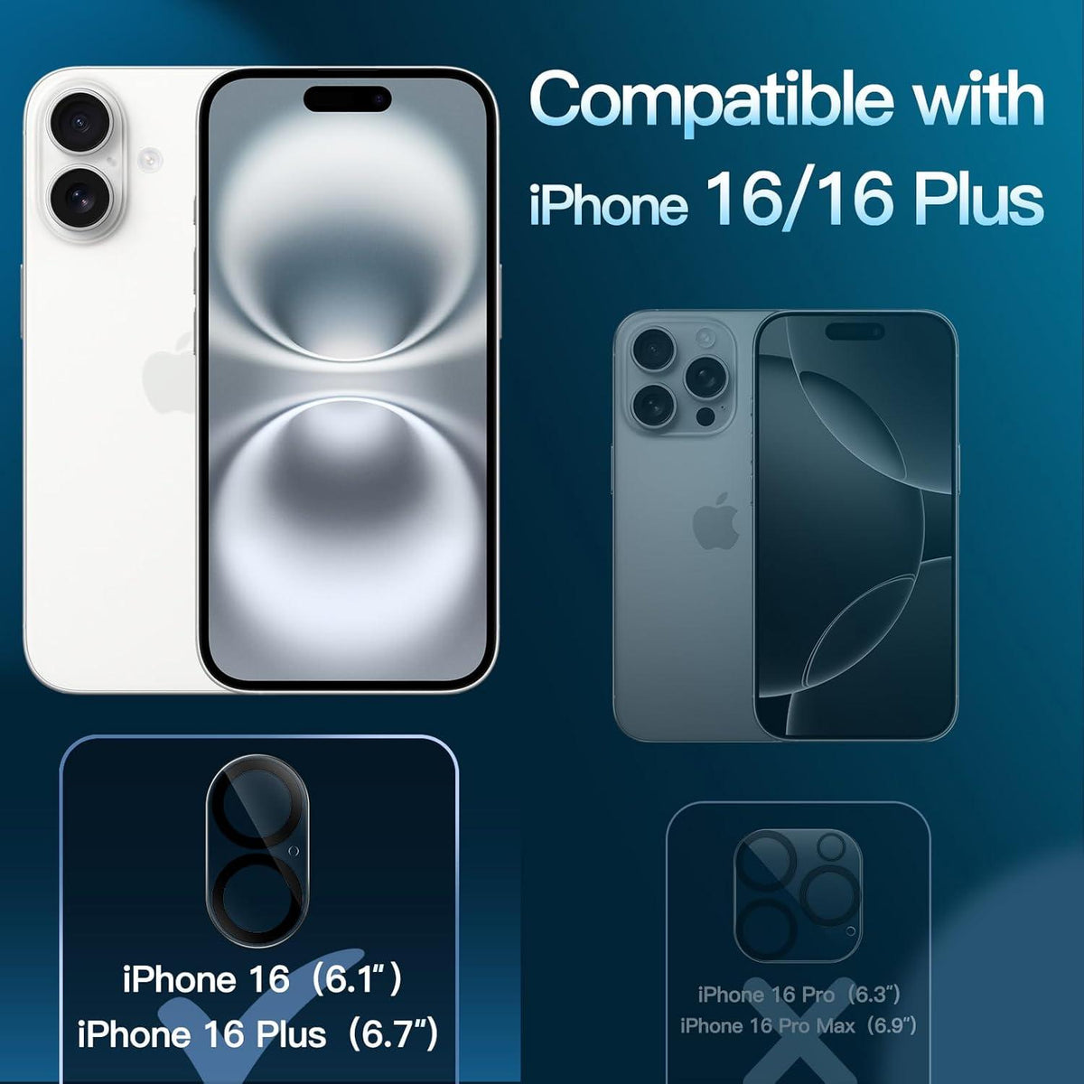 Kameraschutz für iPhone 16 6,1 & 16 Plus 6,7 Zoll Gehärtetes