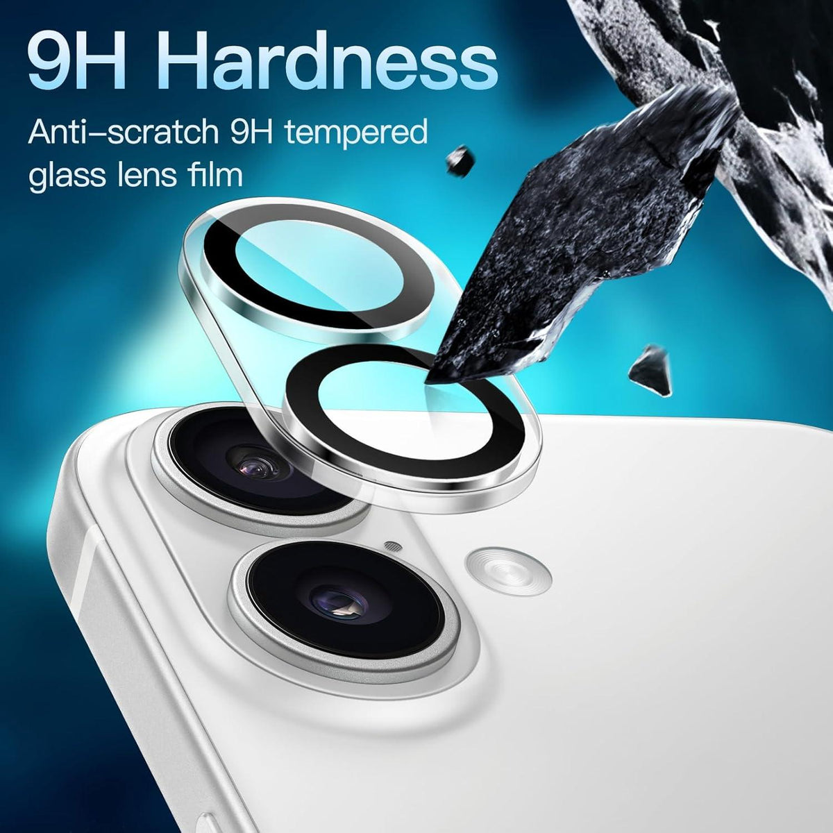 Kameraschutz für iPhone 16 und iPhone 16 Plus, 9H Gehärtetes Glas, Anti-Kratzer, HD-Klarheit, 3 Stück