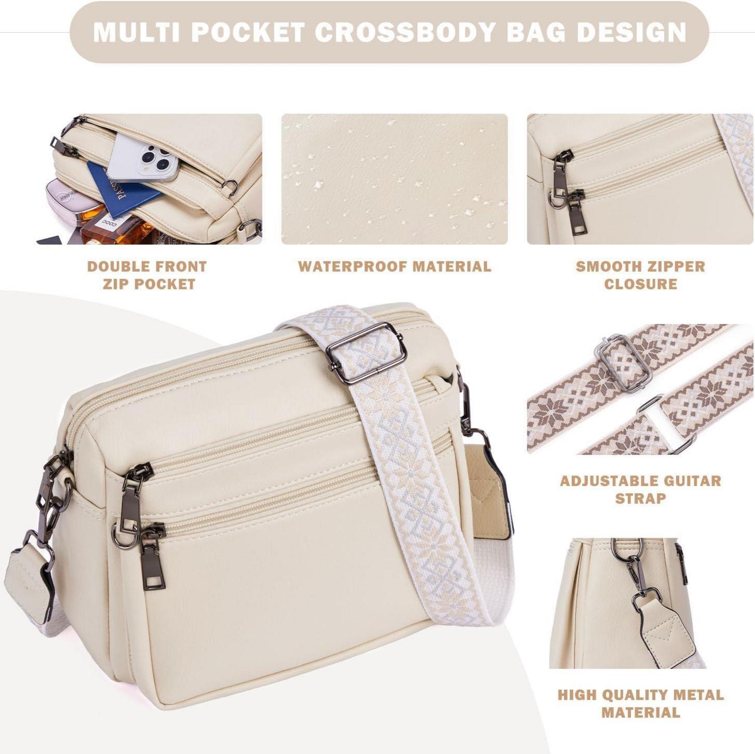 Umhängetasche Damen Mittelgroß Leder Schultertasche Vegan Crossbody