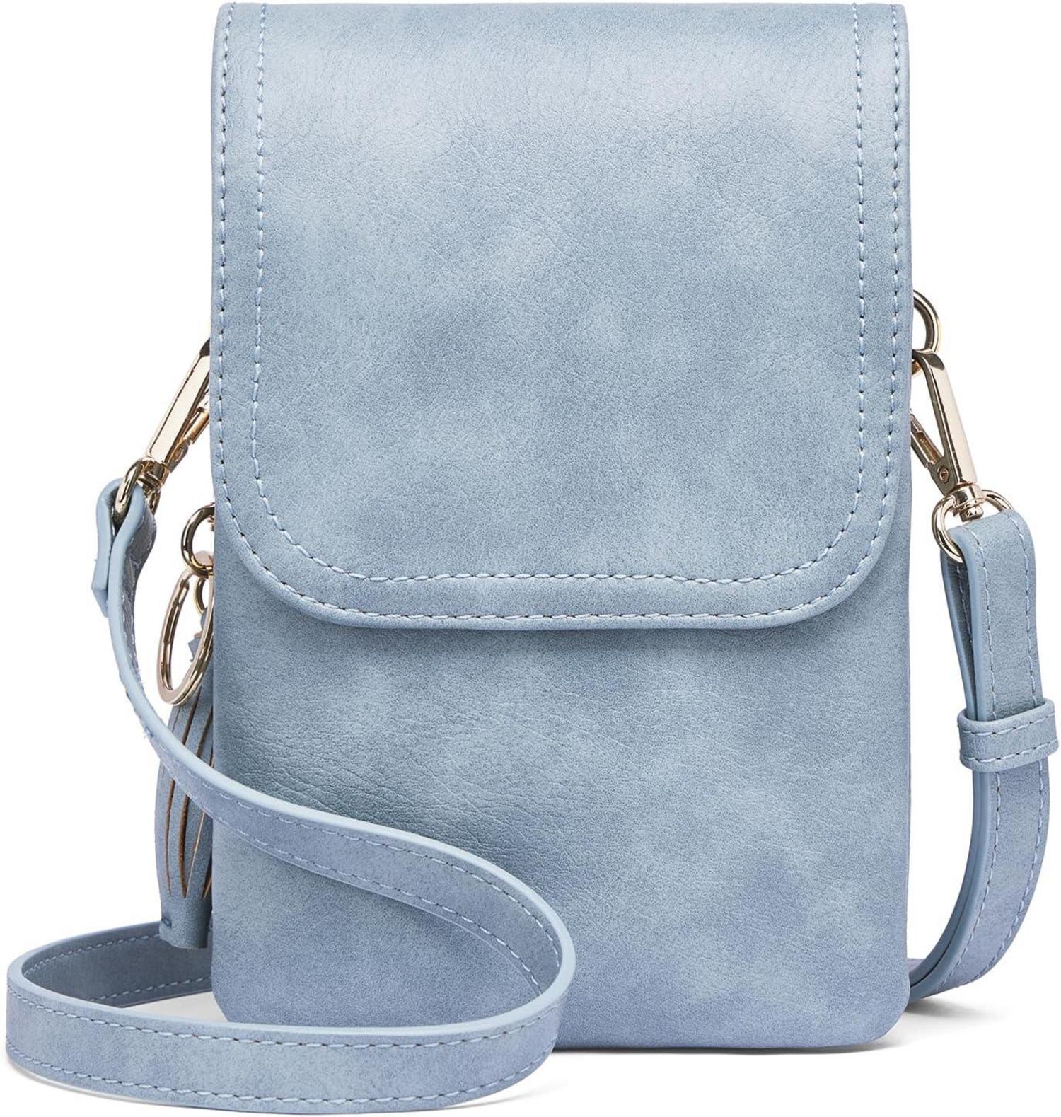 Kleine Handy Umhängetasche Damen PU Leder Organizer mit verstellbarem