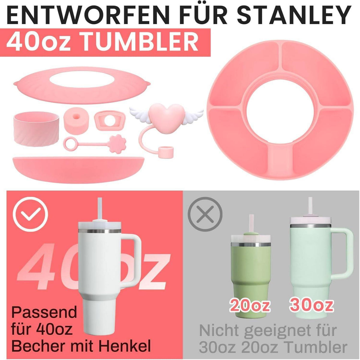 GADITIEK Snackteller für Stanley Cup Zubehör 5-teilig 40oz