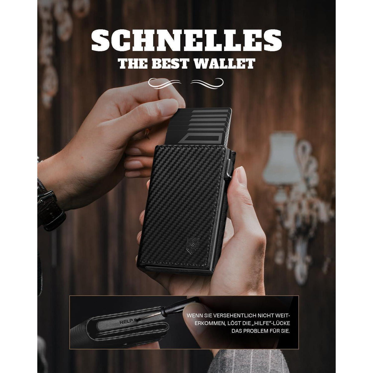 Herren Geldbörse Slim Wallet mit XL Münzfach & RFID Schutz