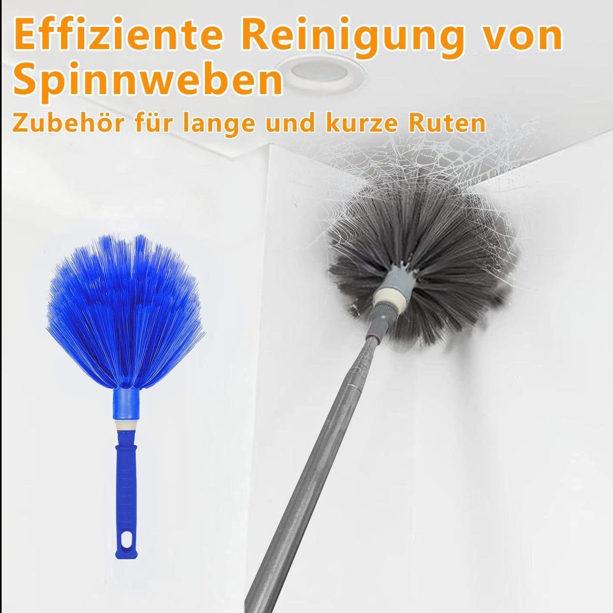 Staubwedel Teleskop ausziehbar 2,45m biegsam Blau 5Pcs
