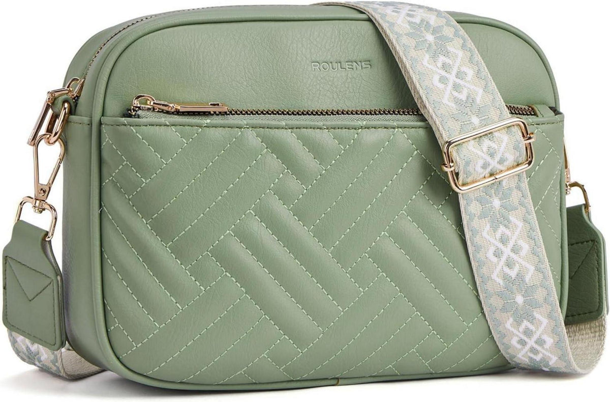 Gesteppte PU Leder Damen Umhängetasche Crossbody Bag mit RFID Schutz