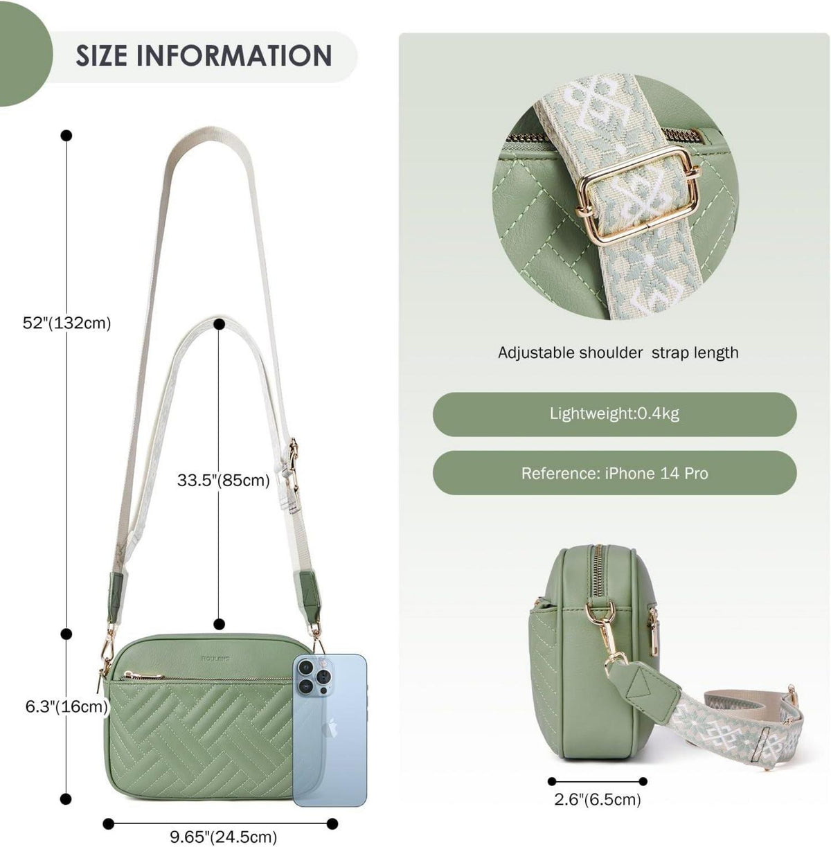 Gesteppte PU Leder Damen Umhängetasche Crossbody Bag mit RFID Schutz