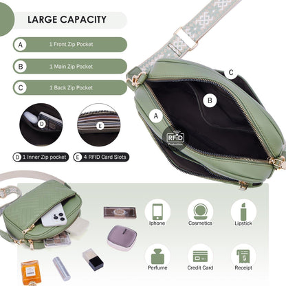 Damen Umhängetasche Crossbody Bag PU Leder RFID Schutz