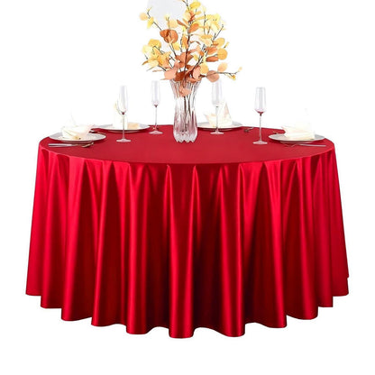Runde Satin Tischdecke Rot, 340 cm Durchmesser – Elegant & Glänzend