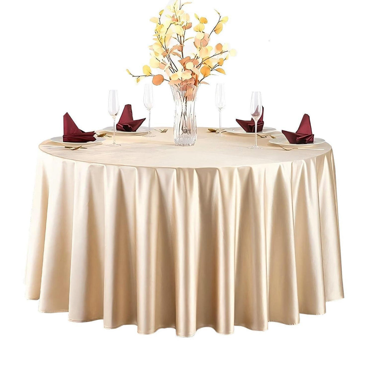 Runde Satin Tischdecke Champagner 320 cm – Elegant & Glänzend