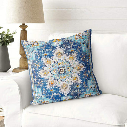 Boho Kissenbezüge 2er Set Samt 55x55 Blau Ethno Retro