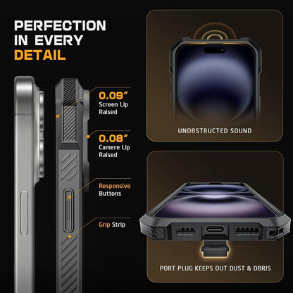 iPhone 16 Pro Max Hülle mit Ständer, MagSafe, Militärschutz, Grau