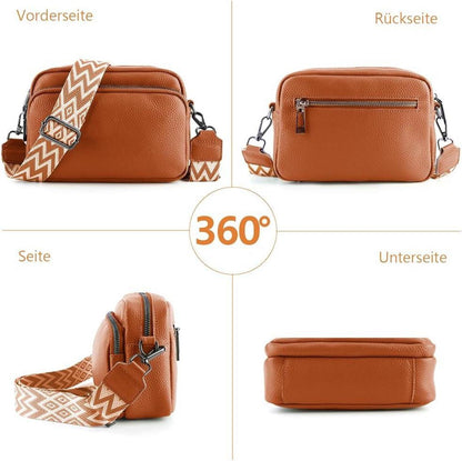 Mit breitem Schultergurt & 3 Fächern - Echtes Leder Crossbody Bag
