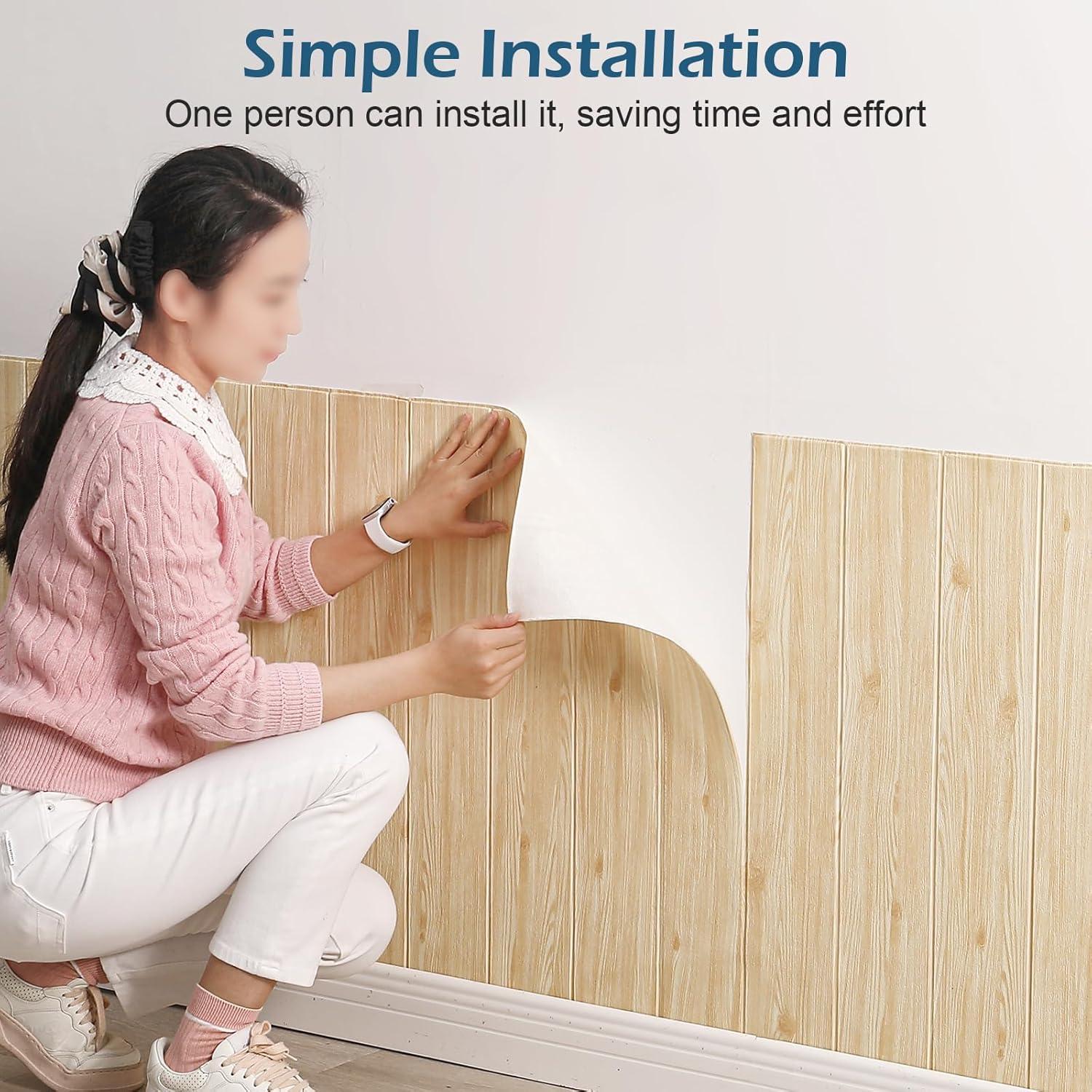 Selbstklebende Vliestapete Holzoptik 70CM*10M für Wohnzimmer