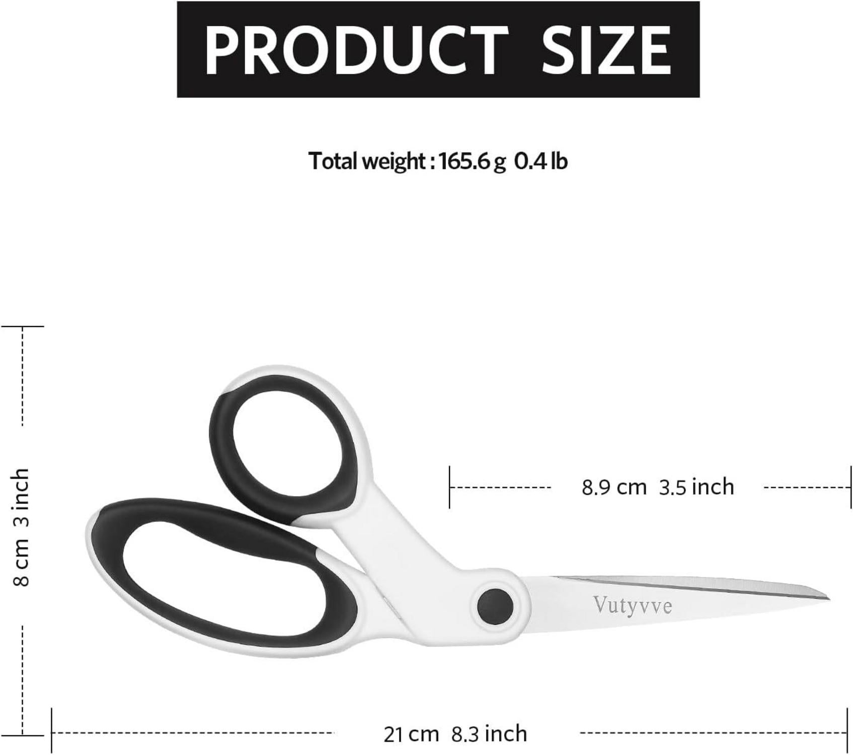 Vutyvve Stoffschere Linkshänder Set 8-Zoll Edelstahl Weiche Griffe
