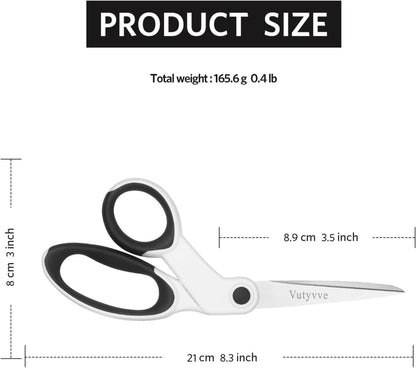 Vutyvve Stoffschere Linkshänder Set 8-Zoll Edelstahl Weiche Griffe