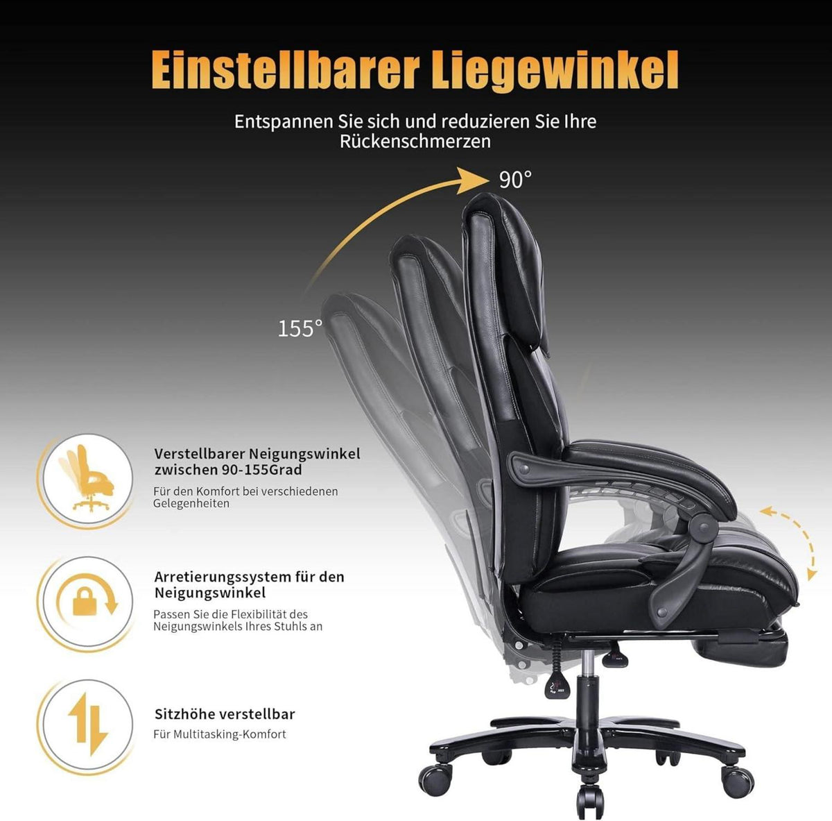 Fantasylab Bürostuhl mit Fußstütze und hoher Rückenlehne