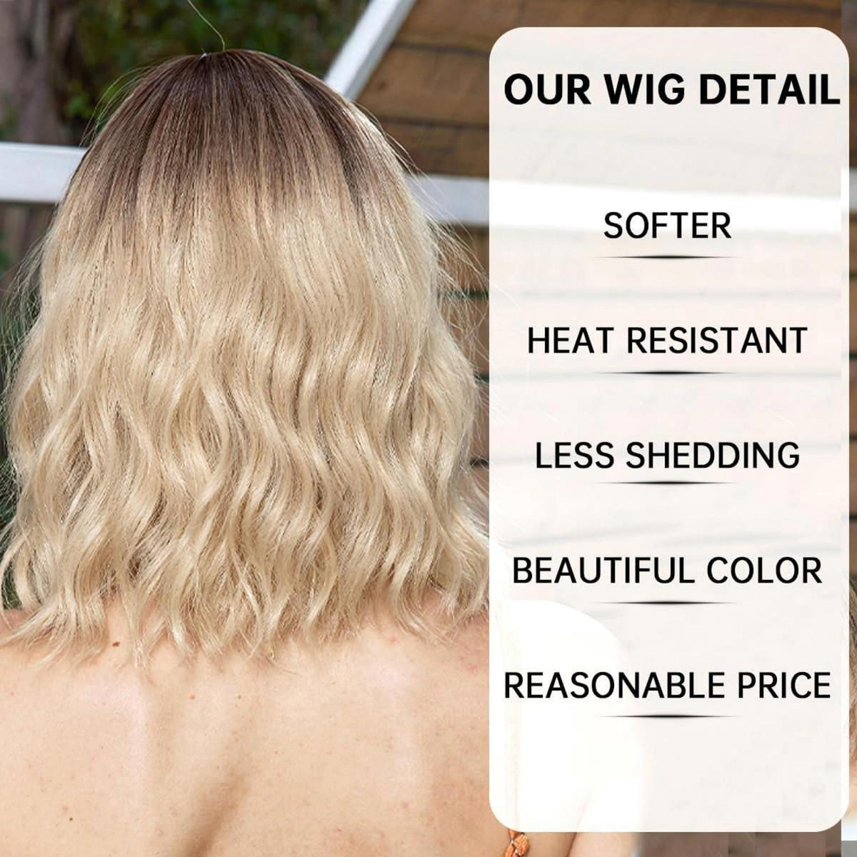 Welliges Braun-Blond Bob Perücke mit Pony