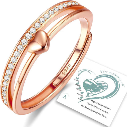 Silber 925 Herzring Damen Verstellbar – Ehering/Verlobungsring