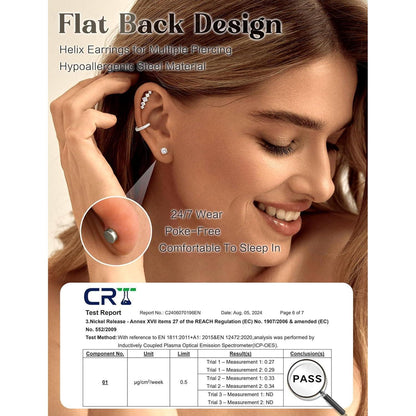 Helix Piercing Set Chirurgenstahl mit Zirkonia Blume | Gold & Silber