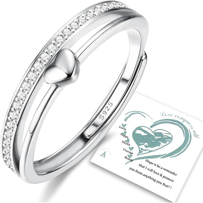 Silber 925 Herzring Damen Verstellbar – Ehering/Verlobungsring