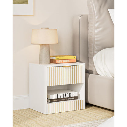 HEYZOEY Nachttisch Weiß mit Schublade 39x39x28 cm
