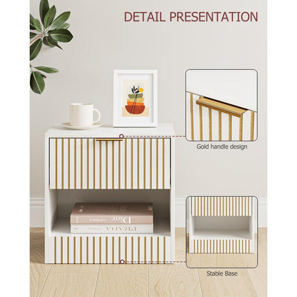 HEYZOEY Nachttisch Weiß mit Schublade 39x39x28 cm