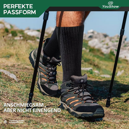 Wandersocken Merino 3er-Pack Schwarz 47-50 – Damen & Herren