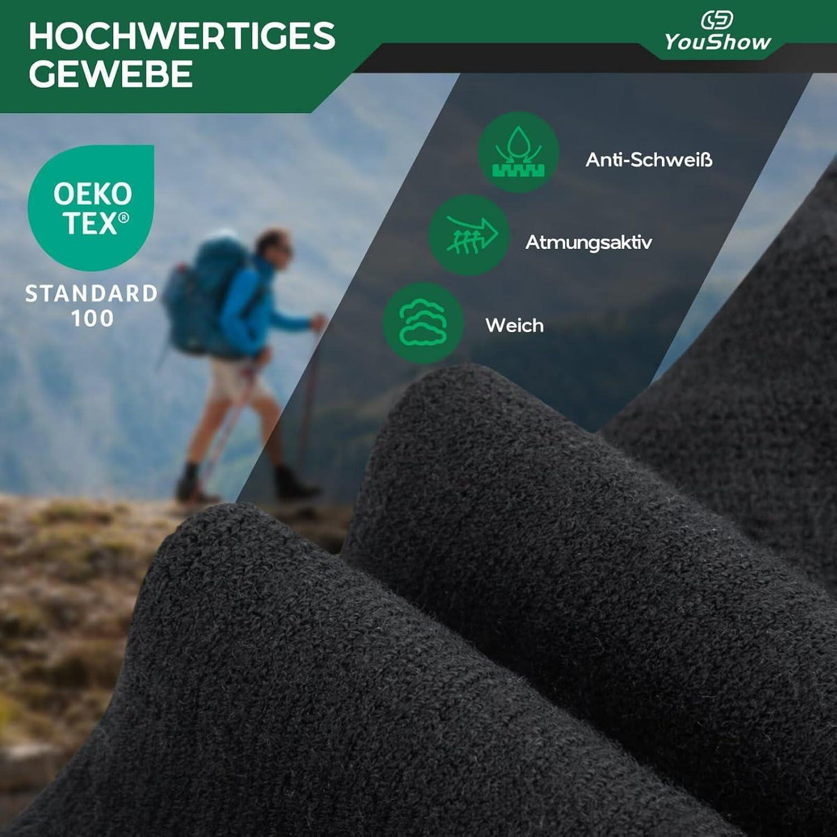 Wandersocken Merino 3er-Pack Damen Herren Outdoor Trekking 43-46