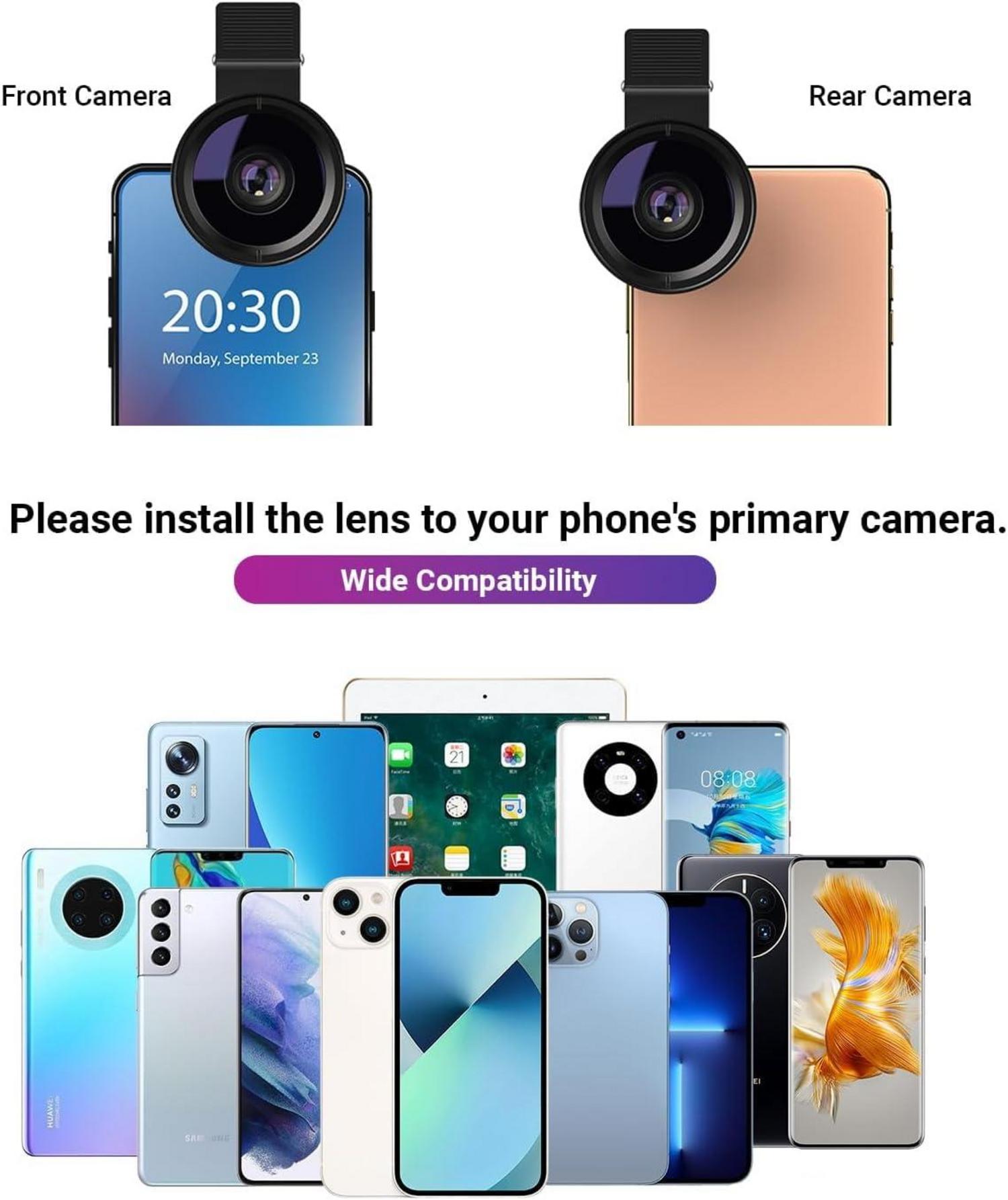 Universal 2in1 Kameraobjektiv Set Makro Weitwinkel für Smartphones