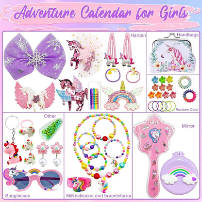 Adventskalender Mädchen 2024 Einhorn Haarschmuck 24 Tage