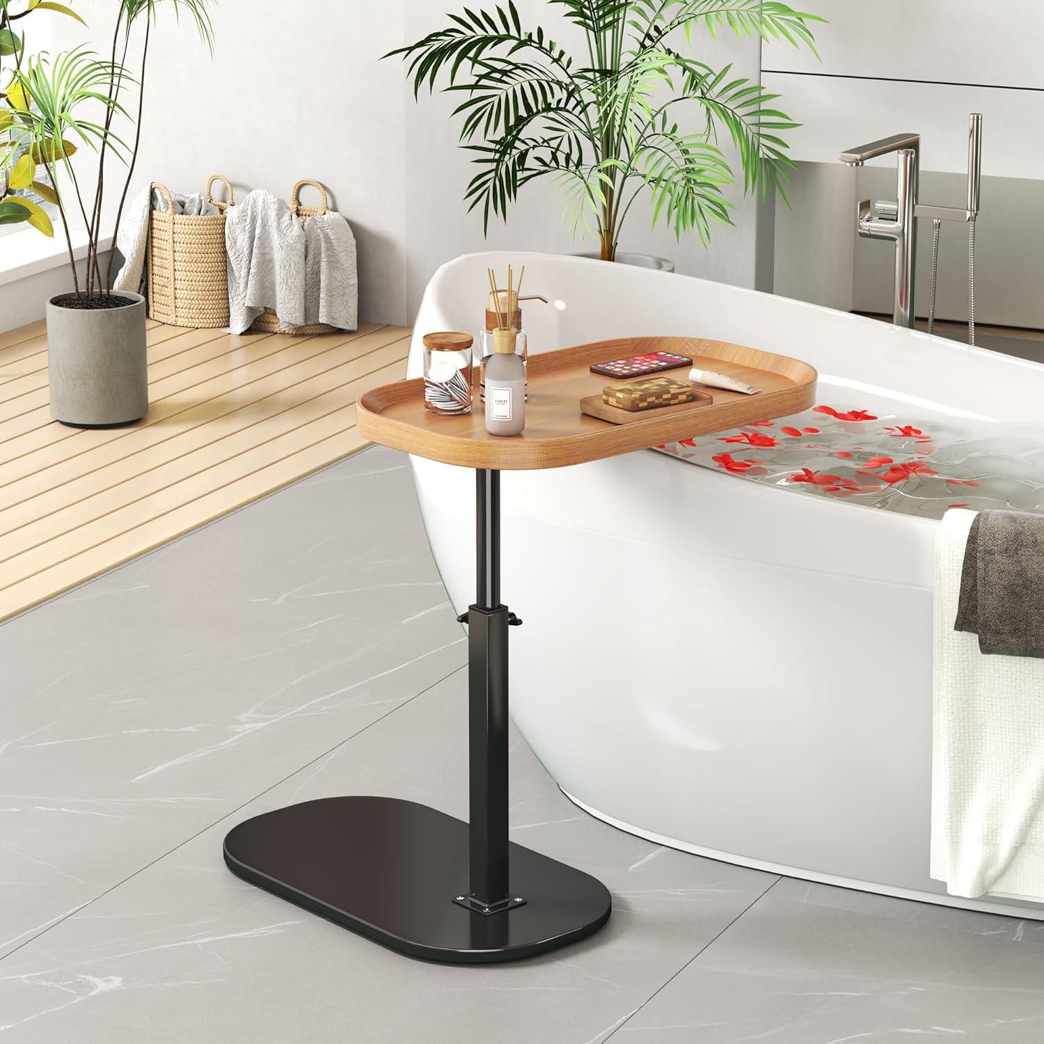 Beistelltisch C Form Höhenverstellbar Holz Couchtisch Sofa