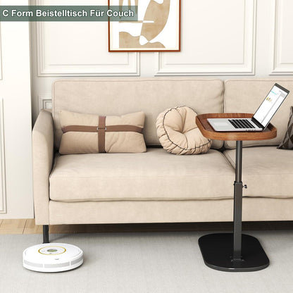 Beistelltisch C Form Höhenverstellbar Klein Couch 360° Drehbarer Holz