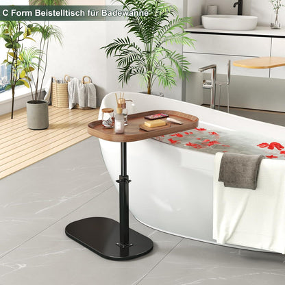 YUTVCZO Beistelltisch C Form Höhenverstellbar Nussbaum Sofa Moderne Möbel