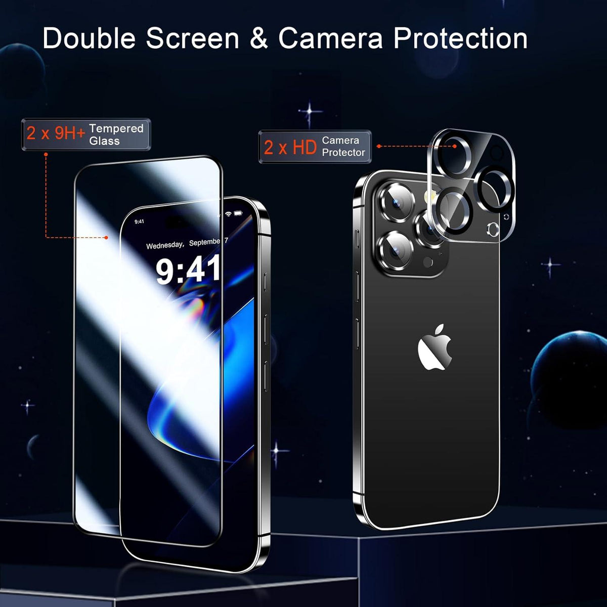 Transparente QHOHQ iPhone 16 Pro Max Hülle 5-in-1 Set mit Schutzfolie und Kamera