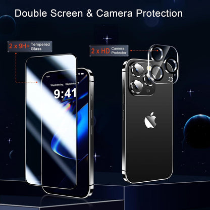 Transparente QHOHQ iPhone 16 Pro Max Hülle 5-in-1 Set mit Schutzfolie und Kamera