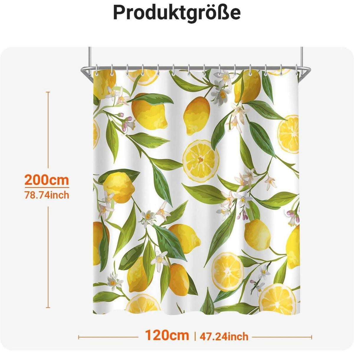 Duschvorhang Zitrone Blatt 120x200cm, wasserabweisend & waschbar