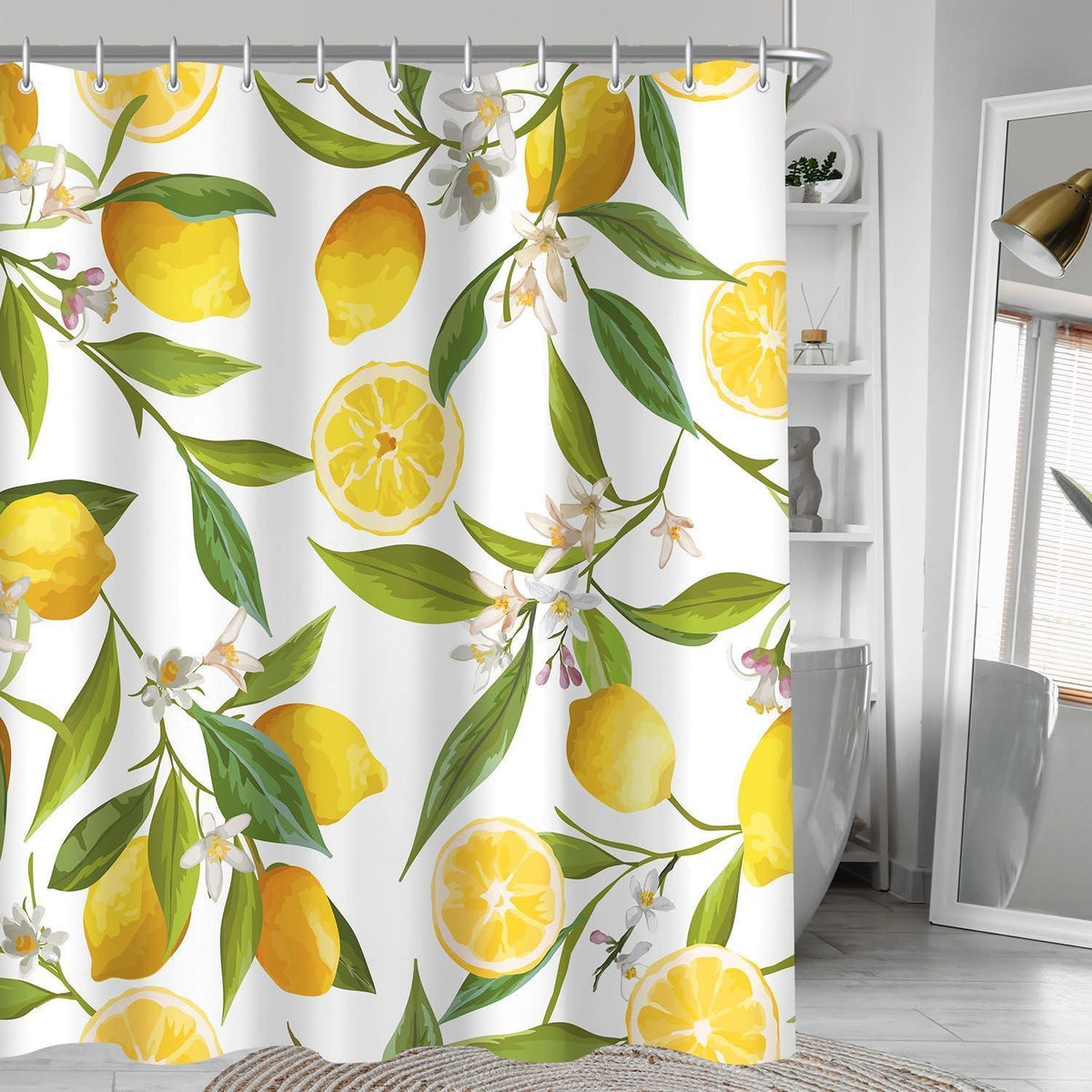 Duschvorhang Zitrone Blatt 120x200cm, wasserabweisend & waschbar