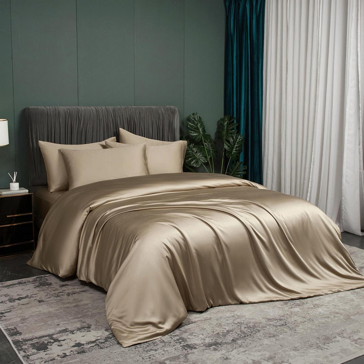 Bambus Bettwäsche Set 135x200cm Braun Taupe Khaki