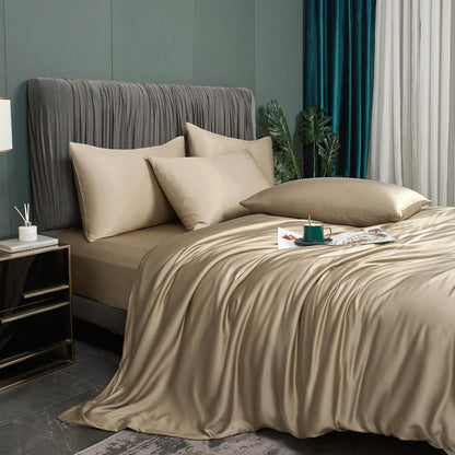 Bambus Bettwäsche Set 135x200cm Braun Taupe Khaki